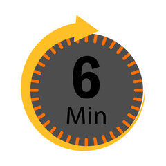 Countdown timer showing six minutes remaining with a circular arrow indicating progress