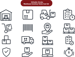 Warehouse Inventory Icon – Outline Vector Style