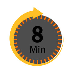 Circular timer icon with the number 8 and the word min
