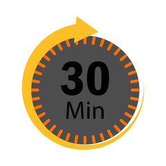 Thirty-minute timer countdown clock with circular arrow