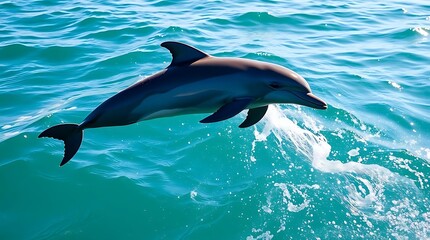 A dolphin leaping from the ocean