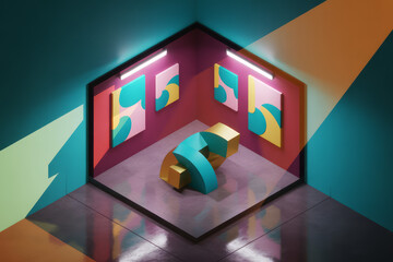 Abstract sculpture in modern gallery image