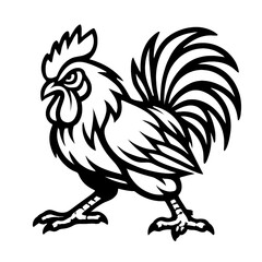 Aggressive Rooster Chicken Vector Illustration - Farm Animal and Poultry Icon