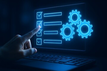 Digital checklist and gears representing automation and task management
