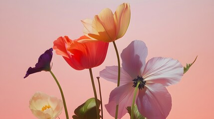 Obraz premium Vibrant Spring Flowers Bouquet Closeup Studio Shot