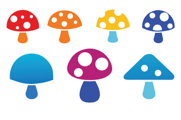 A vibrant vector illustration of a set of funny cartoon mushrooms, perfect for capturing the essence of nature and forest fungi