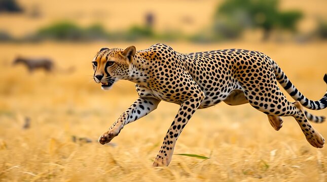 A cheetah in a savannah - Powered by Adobe