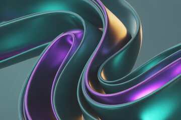 Flowing metallic ribbons abstract curves