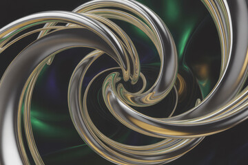 Gleaming Metal Ribbons Swirling Abstractly metallic