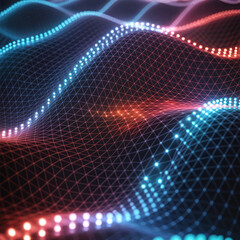 Glowing Grid Waves abstract background