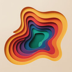 Layered rainbow paper cut abstract background