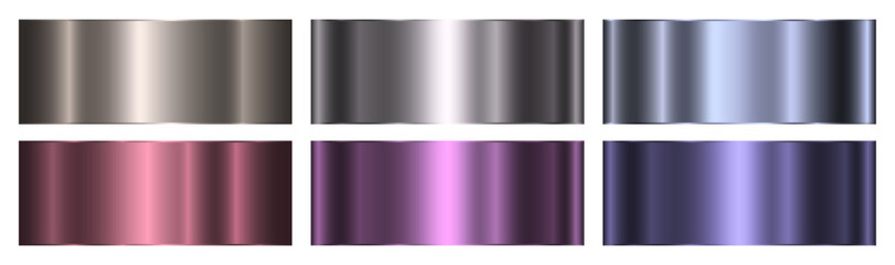 A set of purple, blue and gray gradients on a white background. A background surface template with a chrome texture for the screen, mobile devices, digital technologies, and the Internet. Vector EPS