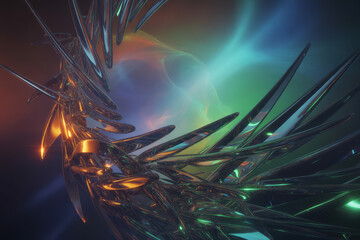 Metallic spiral with nebula background abstract cosmic