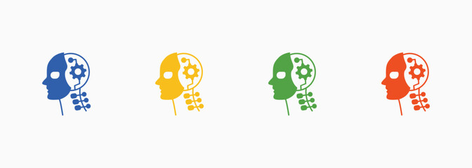 Cyborg Icon Set Color Multiple Style Collection