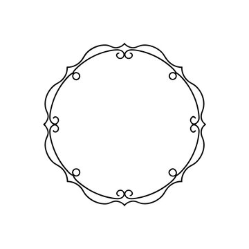 circle frame outlines with decorative corner scrol 