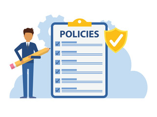 Business policy document concept. Contract papers. Insurance policies.