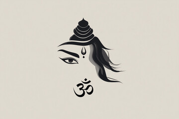 Conceptual vector of Shiva’s third eye with Ganga and Om symbol.
