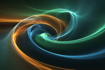 Swirling Energy Waves of Orange Blue and Green abstract