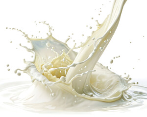 High-quality milk splash with creamy white liquid dynamic splashes isolated on white.