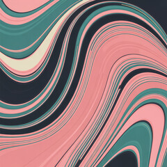 Swirling pink teal and cream abstract background wave