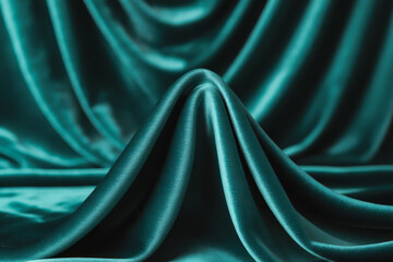 Teal fabric folds silk texture