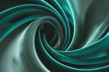 Teal silk fabric swirl texture