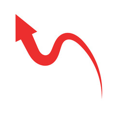 Beautiful Red Arrow Icon. Vector Symbol for App, UI, Web Navigation, Business Growth or Download Concept.