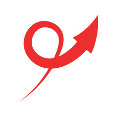 Beautiful Red Arrow Icon. Vector Symbol for App, UI, Web Navigation, Business Growth or Download Concept.