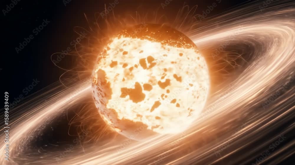 Poster celestial explosion: star collapsing - a close-up view of a star collapsing in a fiery explosion, su