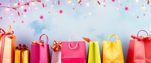 Colorful shopping bags, presents, sale banner, discount, advertising, promo poster,  big sale,  advertising