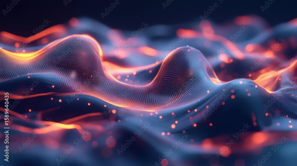 Poster abstract glowing forms representing the future of energy-efficient urban development with ai solutio