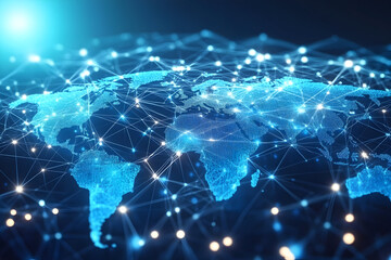 Global network connection technology showing worldwide data transfer and communication