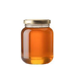 A Jar Filled With Golden Honey is Displayed Against a Transparent Background