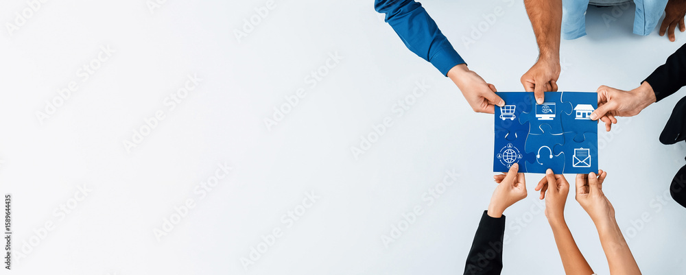 Poster a dynamic representation of teamwork and communication, featuring diverse hands holding interpreted 