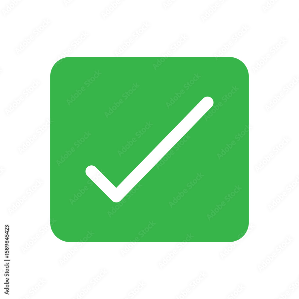 Poster check box icon with correct, accept checkmark icons green tick box, check list circle frame - checkb