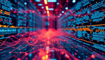 Abstract data visualization, secure database storage, predictive analytics, storage, research