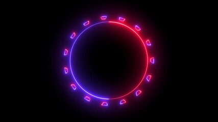 Futuristic blue and red circle animation. Blue and red holographic digital loop on the black background. - Powered by Adobe