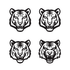 Tiger Head Silhouette Icon Bundle