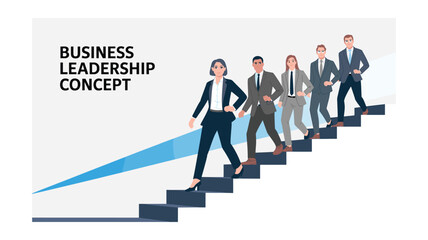 Team Climbing Stairs: Business Leadership Concept for Growth and Success
