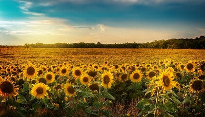 Obraz premium exploring the radiant beauty of sunflowers a field of sunshine capturing the essence of summer in the great outdoors