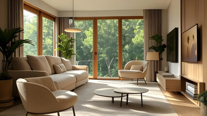 modern living room with fireplace