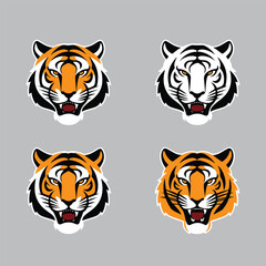 Tiger Head Silhouette Icon Bundle