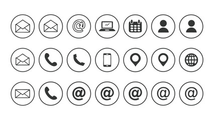 Seventyfive Contact Information Icons Set Dark Gray Email Phone Globe