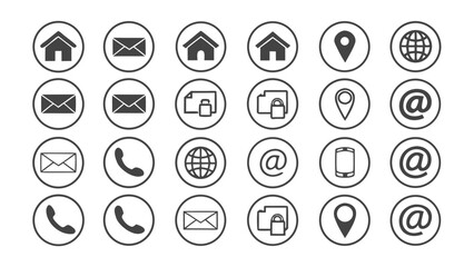 Seventyfive Dark Gray Contact Icons Set Website Email Phone Globe Location