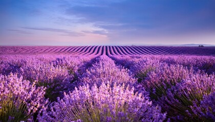 Obraz premium infinite lavender fields with purple and violet flowers closeup