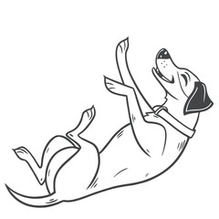 Happy Dog Rolling on Back Outline Illustration
