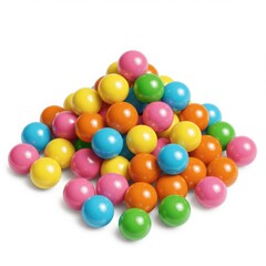 Pile of colorful gumballs isolated on white background