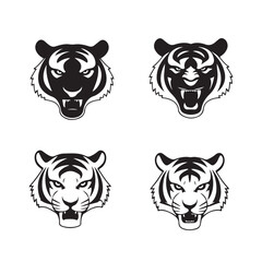 Tiger Head Silhouette Icon Bundle