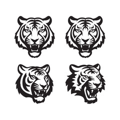 Tiger Head Silhouette Icon Bundle