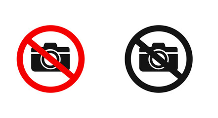 No Camera Allowed Sign – Red and black Prohibition Symbol with Black Camera Icon